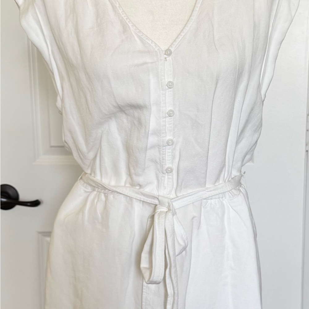 Anthropologie Cloth & Stone belted Linen Dress White Button-Down